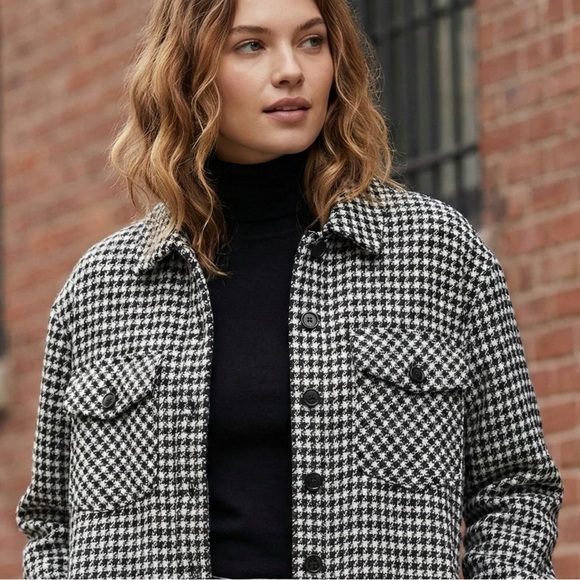 Express Oversized Houndstooth Shacket Size M - Picture 8 of 8